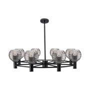 Innovations CP 8Lt 36" Stem Chandelier, BK/SM - 434-8CR-BK-G1213-6SM
