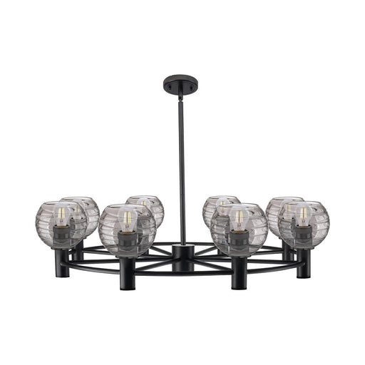 Innovations CP 8Lt 36" Stem Chandelier, BK/SM - 434-8CR-BK-G1213-6SM