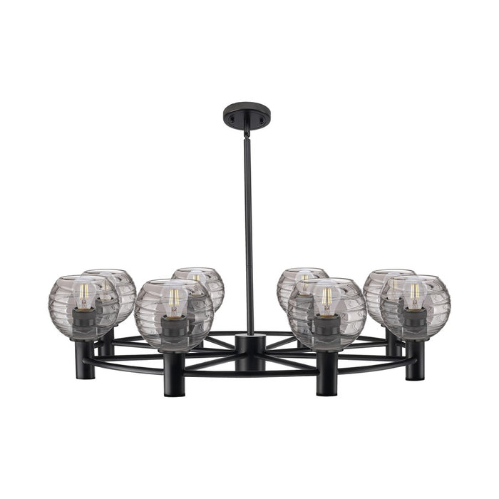 Innovations CP 8Lt 36" Stem Chandelier, BK/SM - 434-8CR-BK-G1213-6SM