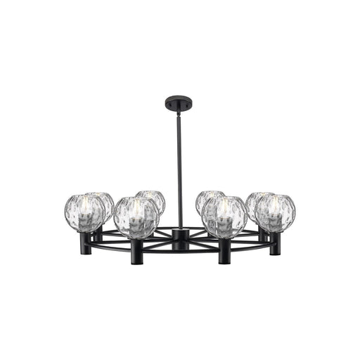 Innovations Athens Water Glass 36in 8-Light Chandelier | Industrial Matte Black and Clear Glass | Dining Room & Kitchen | Model 434-8CR-BK-G1215-6
