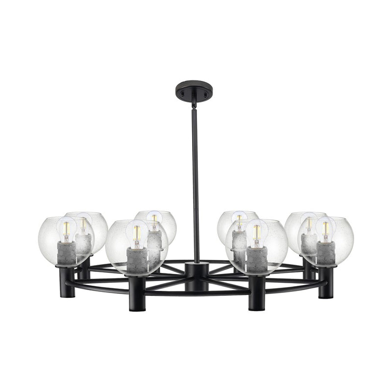 Innovations CP 8Lt 36" Athens Stem Chandelier, BK/Seed - 434-8CR-BK-G124-6