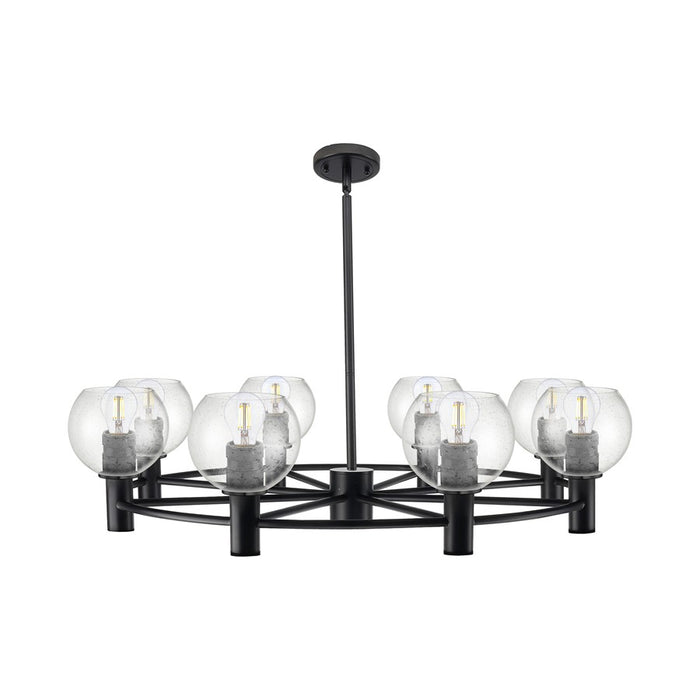 Innovations CP 8Lt 36" Athens Stem Chandelier, BK/Seed - 434-8CR-BK-G124-6
