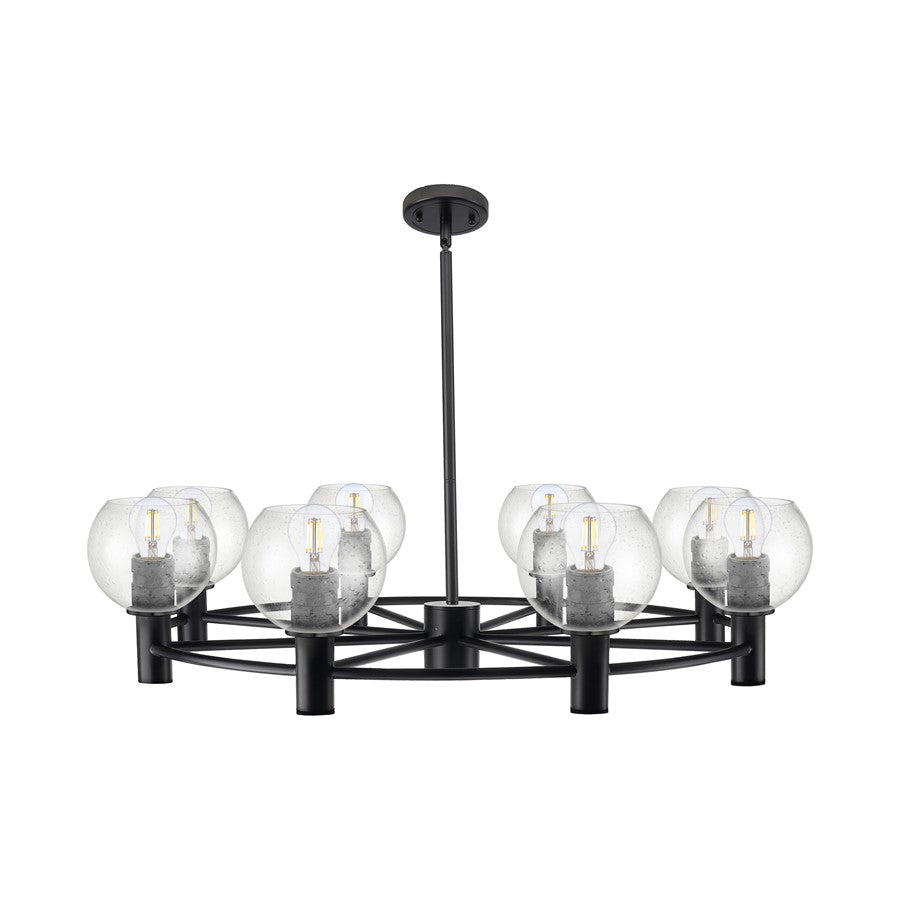 Innovations CP 8Lt 36" Athens Stem Chandelier, BK/Seed - 434-8CR-BK-G124-6