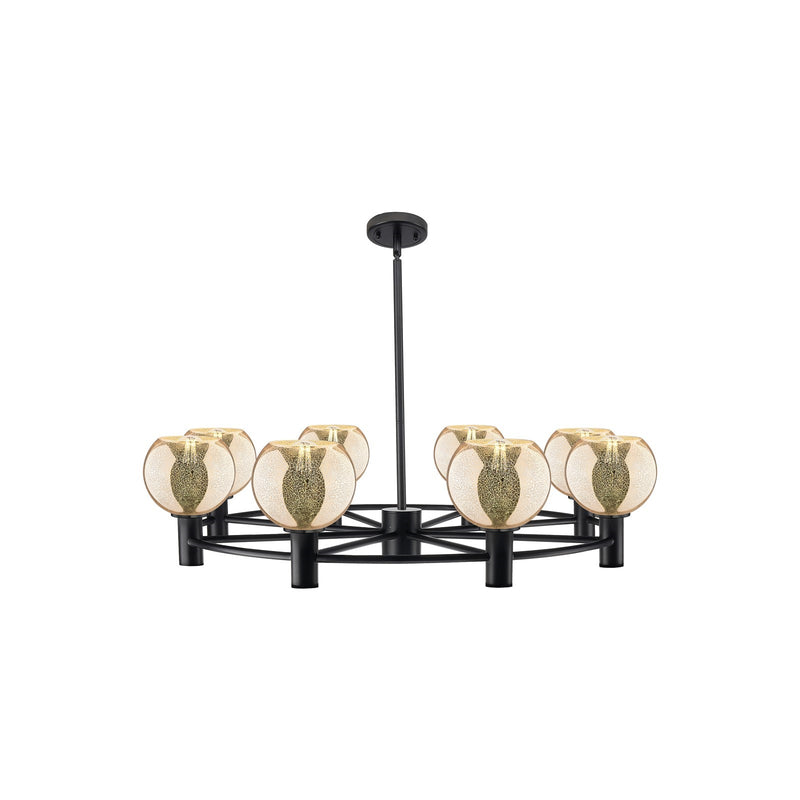 Innovations Athens 35.5in 8-Light Chandelier | Industrial Matte Black and Mercury Glass | Dining Room & Foyer | Model 434-8CR-BK-G128-6