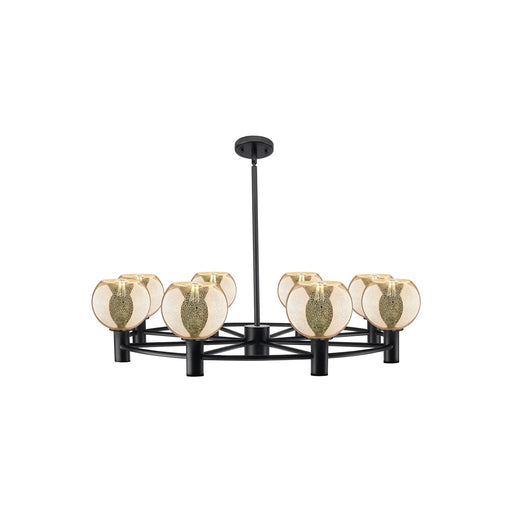 Innovations Athens 35.5in 8-Light Chandelier | Industrial Matte Black and Mercury Glass | Dining Room & Foyer | Model 434-8CR-BK-G128-6