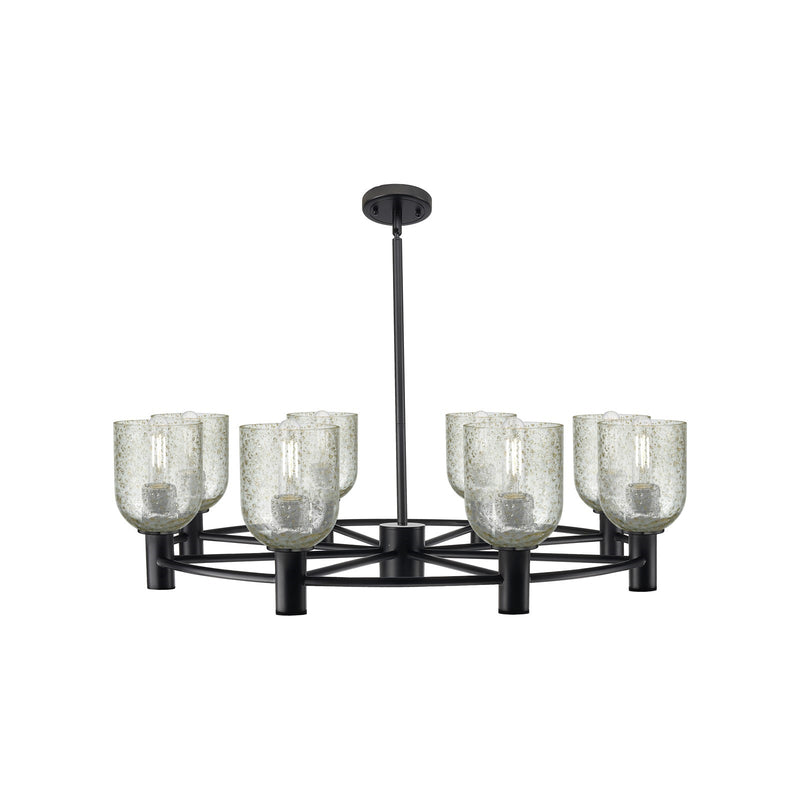 Innovations Caledonia 34.6in 8-Light Chandelier | Industrial Matte Black and Mica Glass | Dining Room & Entryway | Model 434-8CR-BK-G259