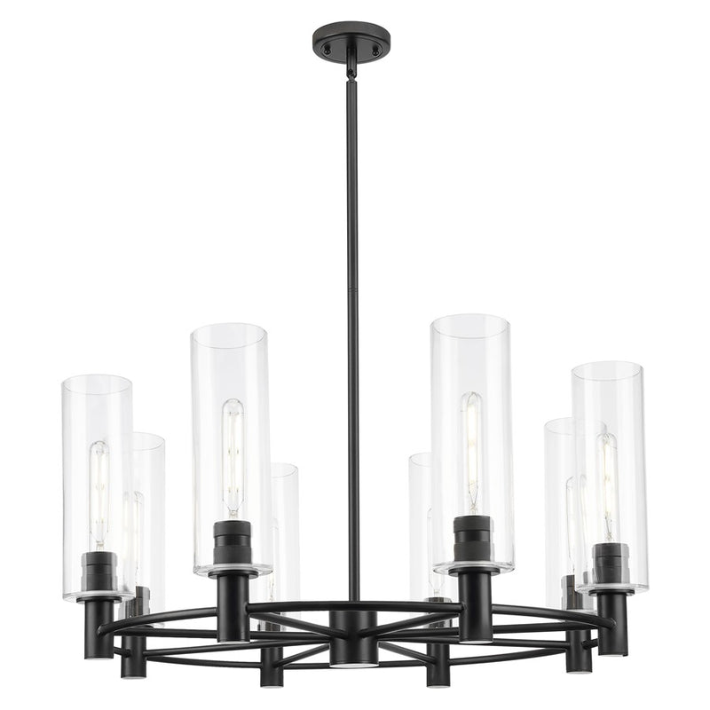 Innovations Crown Point 8Lt 32" Stem Chandelier/12" BK/CL - 434-8CR-BK-G434-12CL