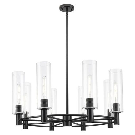 Innovations Crown Point 8Lt 32" Stem Chandelier/12" BK/CL - 434-8CR-BK-G434-12CL