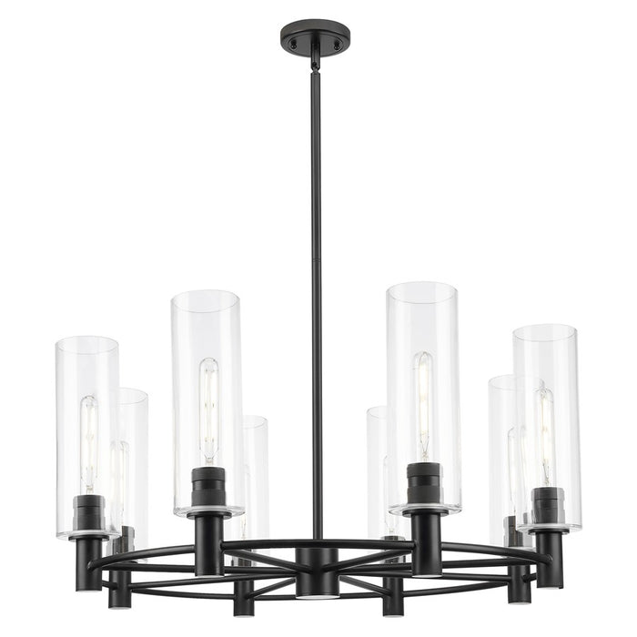 Innovations Crown Point 8Lt 32" Stem Chandelier/12" BK/CL - 434-8CR-BK-G434-12CL