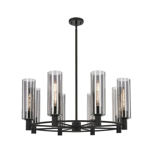 Innovations Crown Point 8Lt 32" Stem Chandelier/12" BK/SM - 434-8CR-BK-G434-12SM