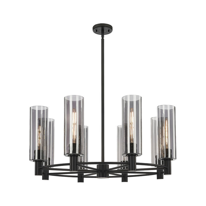 Innovations Crown Point 8Lt 32" Stem Chandelier/12" BK/SM - 434-8CR-BK-G434-12SM