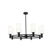 Innovations CP 8Lt 32" Stem Chandelier, 7" BK/WH - 434-8CR-BK-G434-7WH