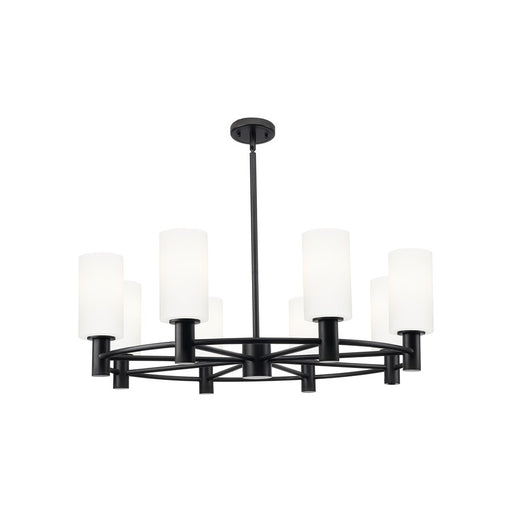 Innovations CP 8Lt 32" Stem Chandelier, 7" BK/WH - 434-8CR-BK-G434-7WH
