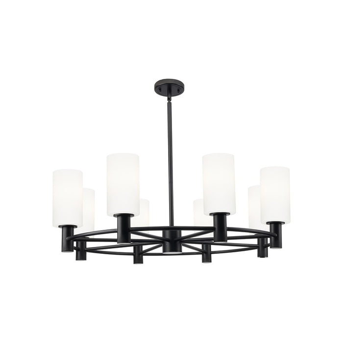 Innovations CP 8Lt 32" Stem Chandelier, 7" BK/WH - 434-8CR-BK-G434-7WH