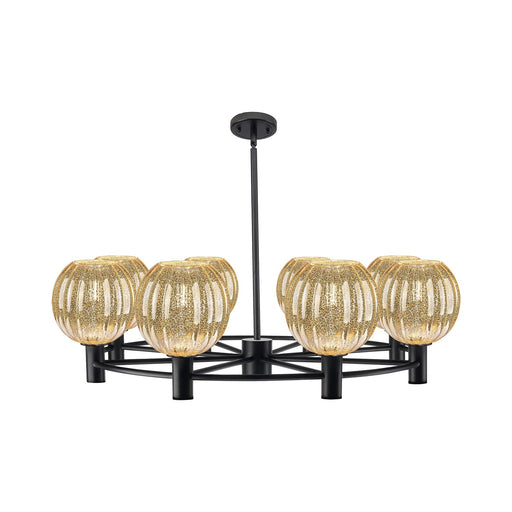 Innovations Preston Globe 36in 8-Light Chandelier | Industrial Matte Black and Mercury Glass | Dining Room & Kitchen | Model 434-8CR-BK-G458-7ME