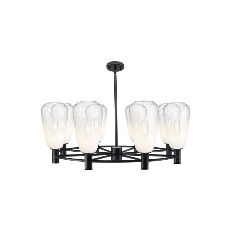 Innovations Brookhaven Almond 36in 8-Light Chandelier | Industrial Matte Black and Opal Glass | Dining Room & Living Room | Model 434-8CR-BK-G480-6OP