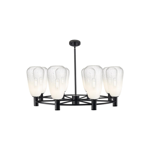 Innovations Brookhaven Almond 36in 8-Light Chandelier | Industrial Matte Black and Opal Glass | Dining Room & Living Room | Model 434-8CR-BK-G480-6OP