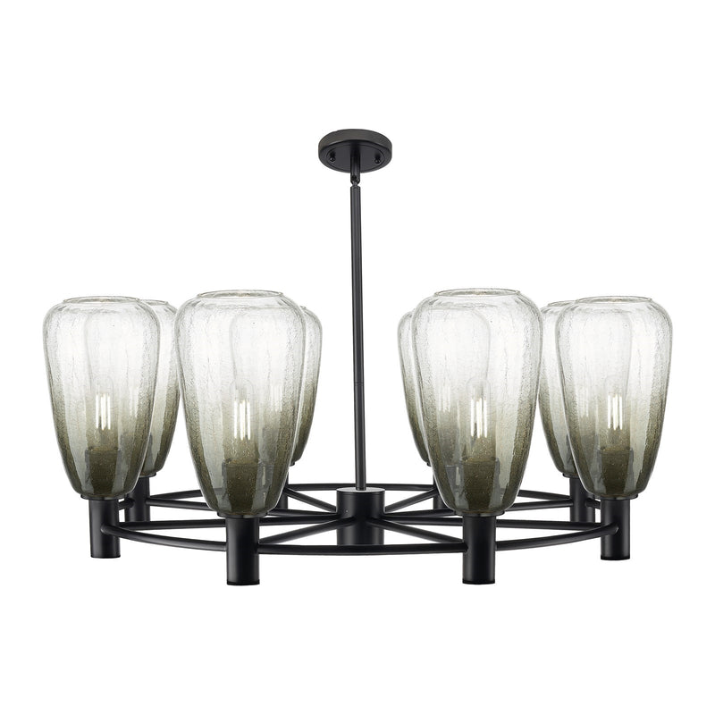Innovations Brookhaven Almond 36in 8-Light Chandelier | Industrial Matte Black and Slate Glass | Dining Room & Foyer | Model 434-8CR-BK-G480-6SL