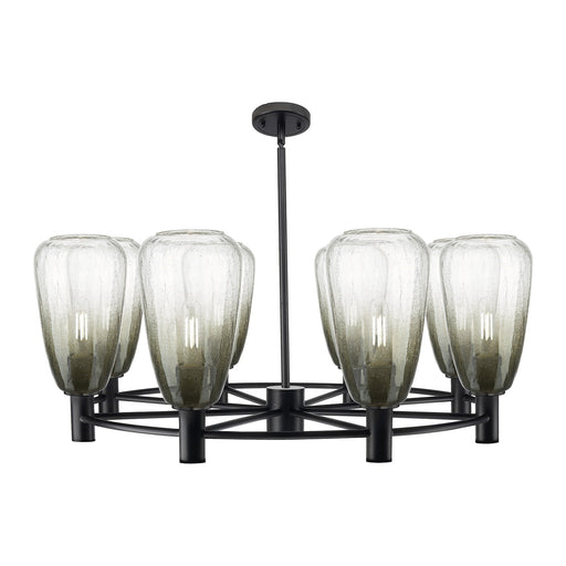 Innovations Brookhaven Almond 36in 8-Light Chandelier | Industrial Matte Black and Slate Glass | Dining Room & Foyer | Model 434-8CR-BK-G480-6SL