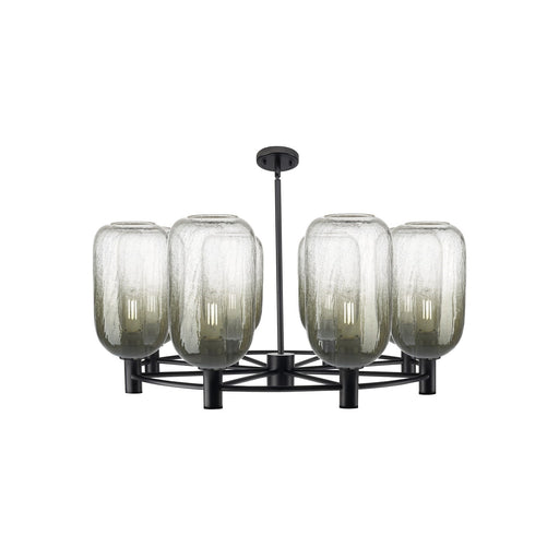 Innovations Brookhaven Cloche 37in 8-Light Chandelier | Industrial Matte Black and Slate Glass | Dining Room & Kitchen | Model 434-8CR-BK-G482-7SL