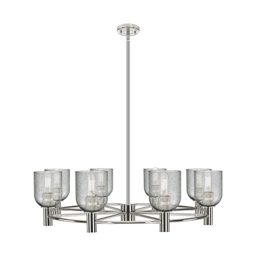 Innovations Caledonia 35in 8-Light Chandelier | Industrial Polished Nickel and Charcoal Glass | Dining Room & Foyer | Model 434-8CR-PN-G257