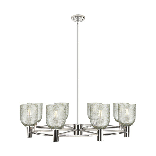 Innovations Caledonia 35in 8-Light Chandelier | Industrial Polished Nickel and Mica Glass | Dining Room & Foyer | Model 434-8CR-PN-G259