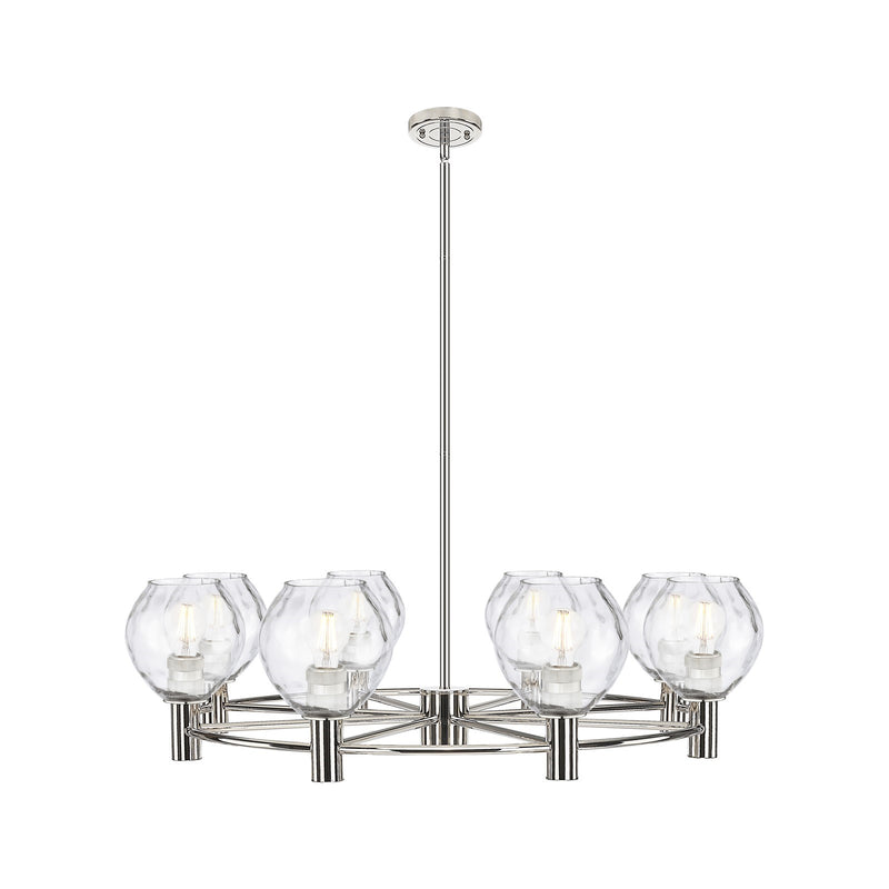 Innovations Waverly 36in 8-Light Chandelier | Industrial Polished Nickel and Clear Glass | Kitchen Island & Dining Room | Model 434-8CR-PN-G362