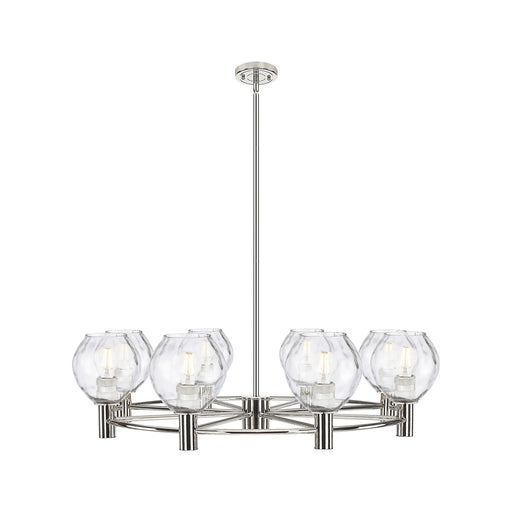 Innovations Waverly 36in 8-Light Chandelier | Industrial Polished Nickel and Clear Glass | Kitchen Island & Dining Room | Model 434-8CR-PN-G362