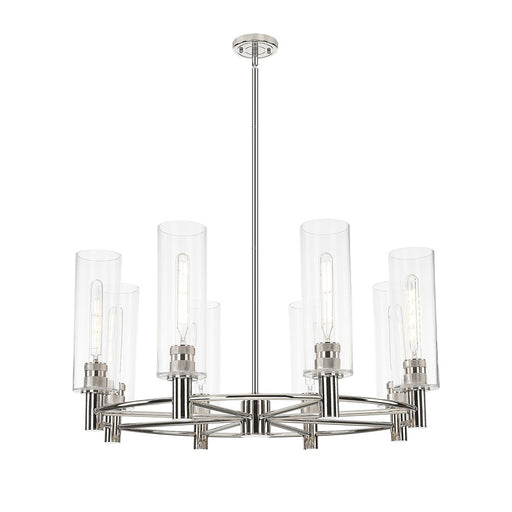 Innovations Crown Point 8Lt 32" Stem Chandelier/12" PN/CL - 434-8CR-PN-G434-12CL