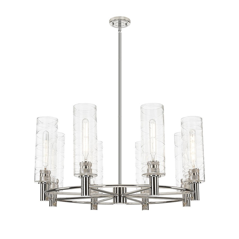 Innovations Crown Point 8Lt 32" Stem Chandelier/12" PN/DS - 434-8CR-PN-G434-12DE