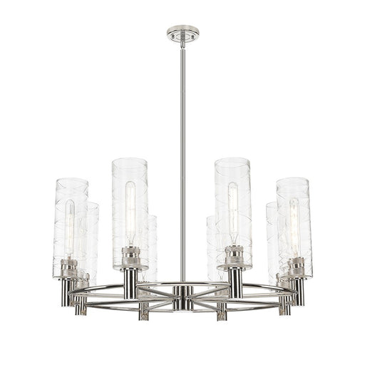 Innovations Crown Point 8Lt 32" Stem Chandelier/12" PN/DS - 434-8CR-PN-G434-12DE