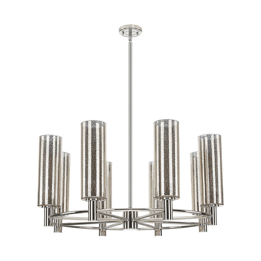 Innovations Crown Point 32in 8-Light Chandelier | Industrial Polished Nickel and Mercury Glass | Kitchen Island & Dining | Model 434-8CR-PN-G434-12ME