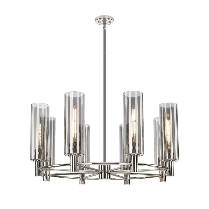 Innovations Crown Point 8Lt 32" Stem Chandelier/12" PN/SM - 434-8CR-PN-G434-12SM