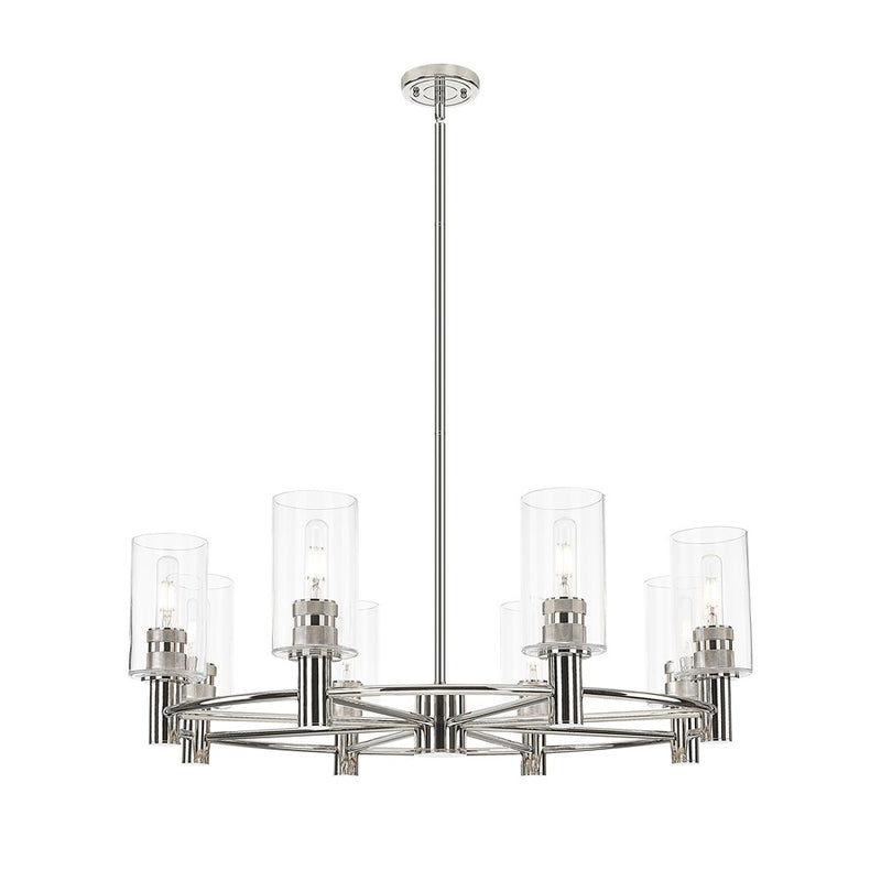 Innovations Crown Point 8Lt 32" Stem Chandelier/7" PN/CL - 434-8CR-PN-G434-7CL