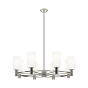 Innovations CP 8Lt 32" Stem Chandelier, 7" PN/WH - 434-8CR-PN-G434-7WH