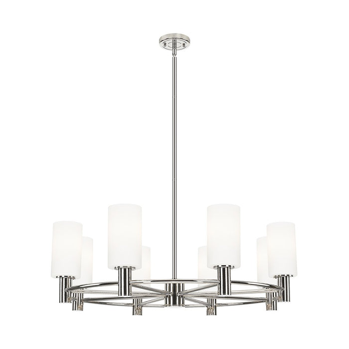 Innovations CP 8Lt 32" Stem Chandelier, 7" PN/WH - 434-8CR-PN-G434-7WH