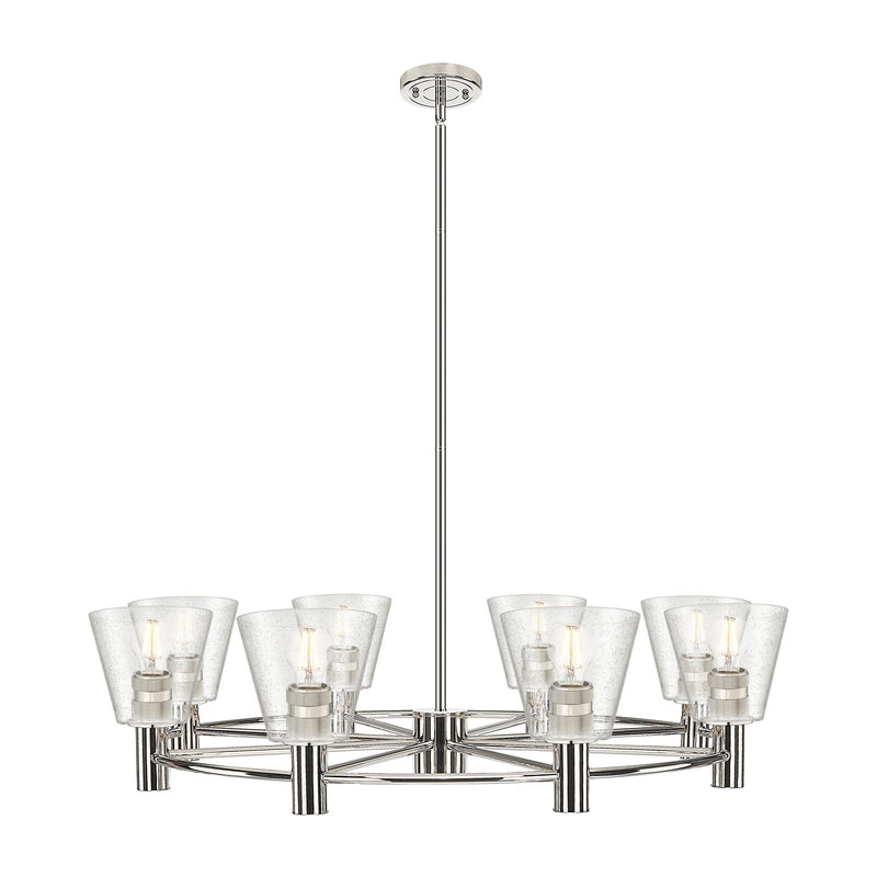 Innovations Caton 36in 8-Light Chandelier | Industrial Polished Nickel and Frosted Glass | Dining Room & Living Room | Model 434-8CR-PN-G454