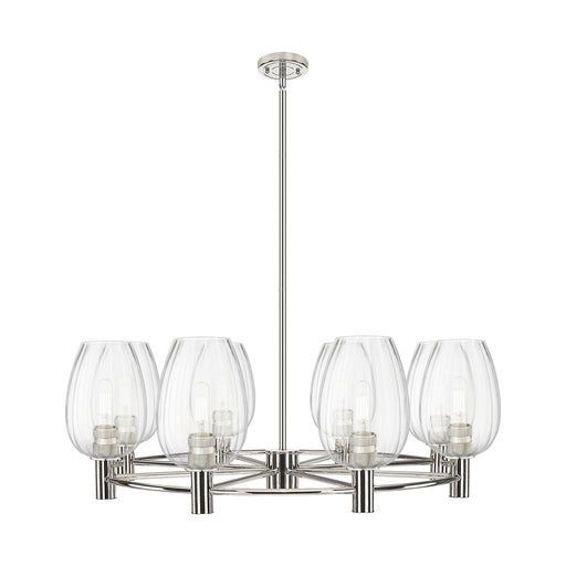Innovations Preston Flute 36in 8-Light Chandelier | Industrial Polished Nickel and Clear Glass | Dining Room & Kitchen | Model 434-8CR-PN-G457-6CL