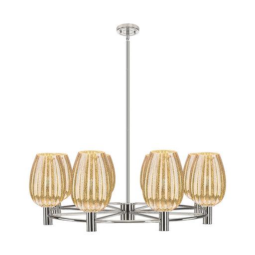 Innovations Preston Flute 36in 8-Light Chandelier | Industrial Polished Nickel and Mercury Glass | Dining Room & Kitchen | Model 434-8CR-PN-G457-6ME