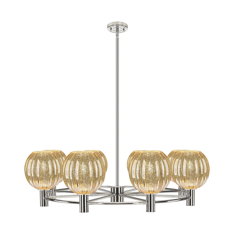 Innovations Preston Globe 37in 8-Light Chandelier | Industrial Polished Nickel and Mercury Glass | Dining Room & Living | Model 434-8CR-PN-G458-7ME