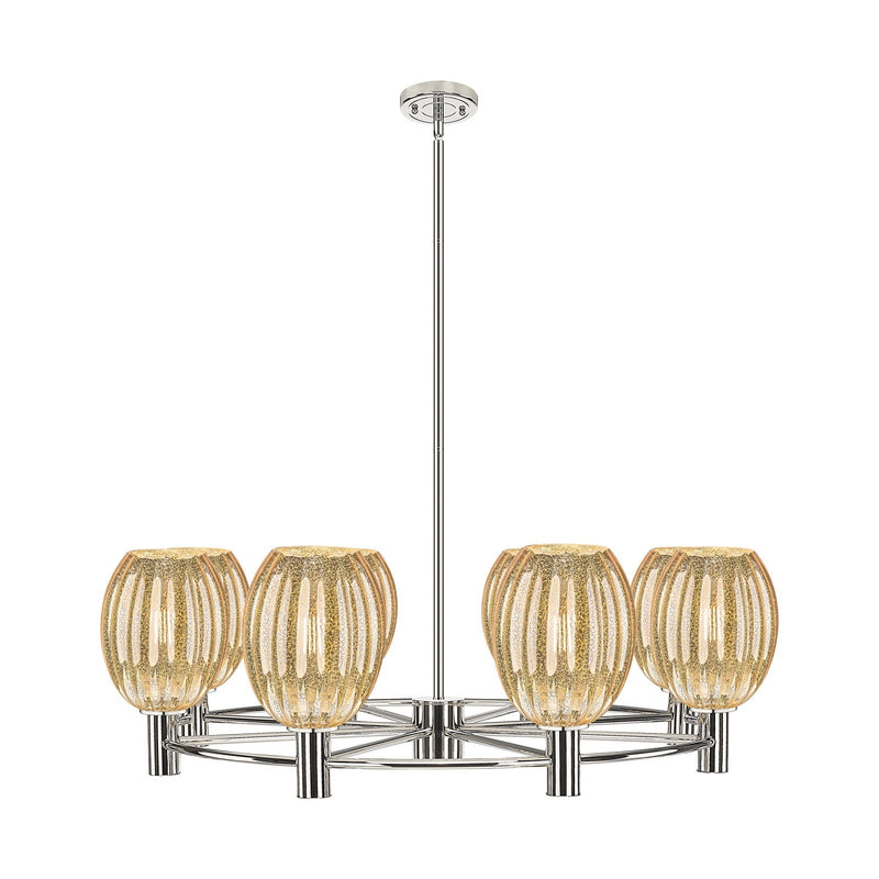 Innovations Preston Bulb 36in 8-Light Chandelier | Industrial Polished Nickel and Mercury Glass | Kitchen Island & Dining | Model 434-8CR-PN-G459-6ME