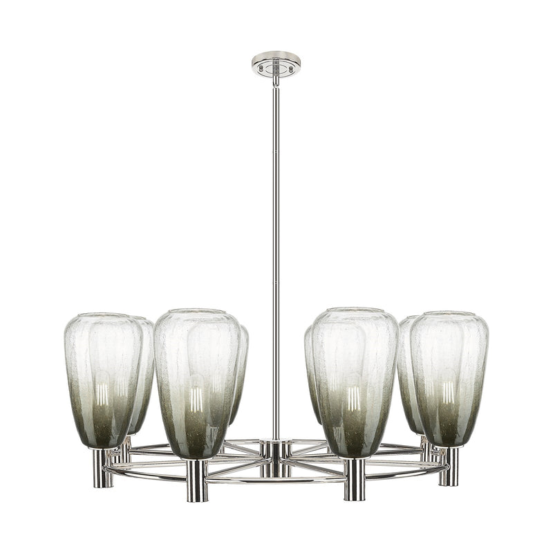 Innovations Brookhaven Almond 36in 8-Light Chandelier | Industrial Polished Nickel and Slate Glass | Dining Room & Living | Model 434-8CR-PN-G480-6SL