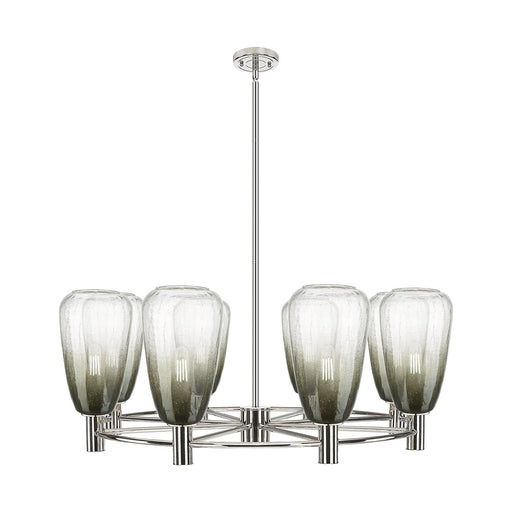 Innovations Brookhaven Almond 36in 8-Light Chandelier | Industrial Polished Nickel and Slate Glass | Dining Room & Living | Model 434-8CR-PN-G480-6SL