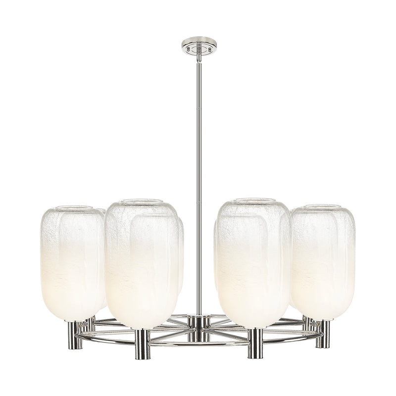 Innovations Brookhaven Cloche 36in 8-Light Chandelier | Industrial Polished Nickel and Opal Glass | Dining Room & Kitchen | Model 434-8CR-PN-G482-7OP