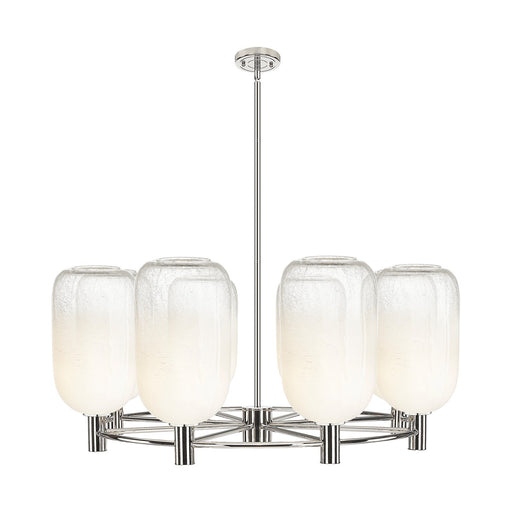 Innovations Brookhaven Cloche 36in 8-Light Chandelier | Industrial Polished Nickel and Opal Glass | Dining Room & Kitchen | Model 434-8CR-PN-G482-7OP