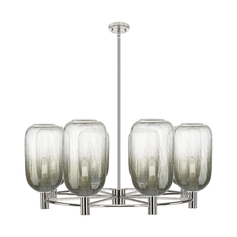 Innovations Brookhaven Cloche 36in 8-Light Chandelier | Industrial Polished Nickel and Slate Glass | Dining Room | Model 434-8CR-PN-G482-7SL