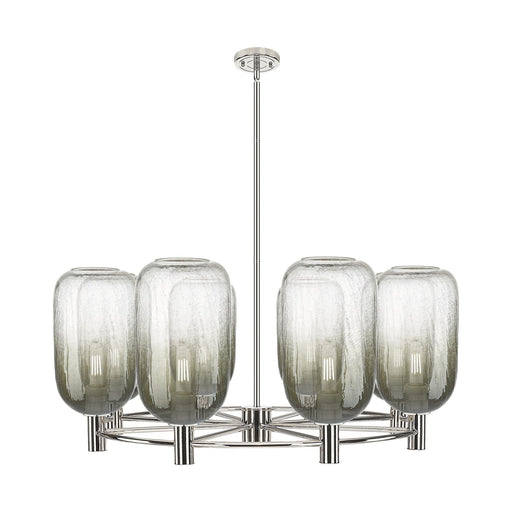 Innovations Brookhaven Cloche 36in 8-Light Chandelier | Industrial Polished Nickel and Slate Glass | Dining Room | Model 434-8CR-PN-G482-7SL