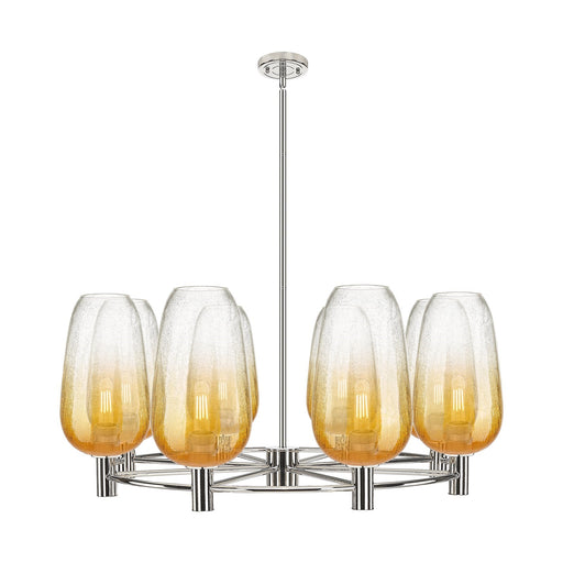 Innovations Brookhaven Flute 36in 8-Light Chandelier | Industrial Polished Nickel and Amber Glass | Dining Room & Kitchen | Model 434-8CR-PN-G484-7AM