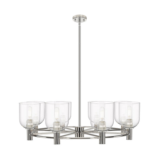 Innovations Bella 35in 8-Light Chandelier | Industrial Polished Nickel and Clear Glass | Dining Room & Kitchen Island | Model 434-8CR-PN-G558-6CL