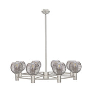 Innovations Crown Point 8Lt 36" Stem Chandelier, SN/Smoke - 434-8CR-SN-G1213-6SM